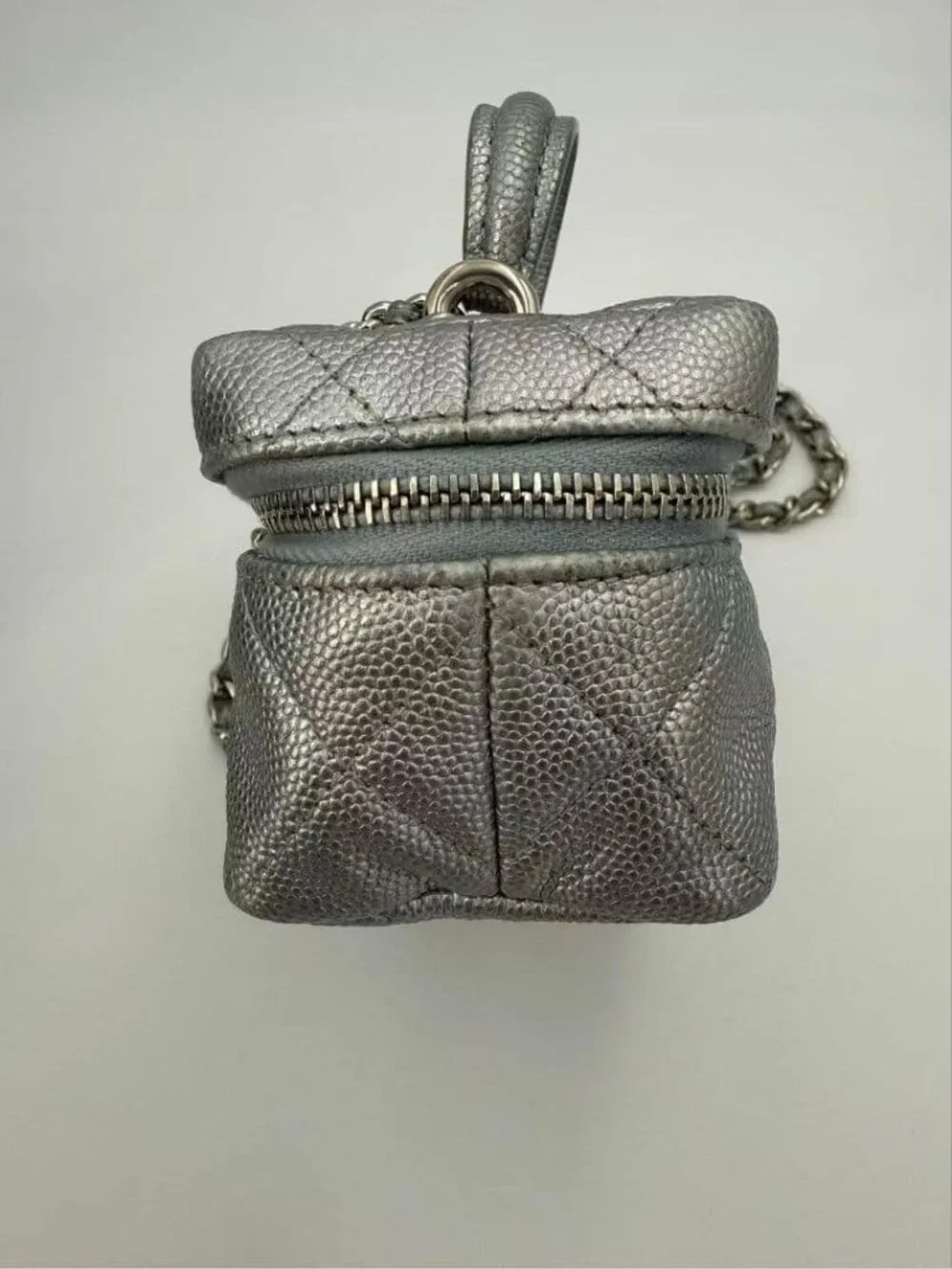 Chanel Caviar Leather Mini Flap Bag Silver